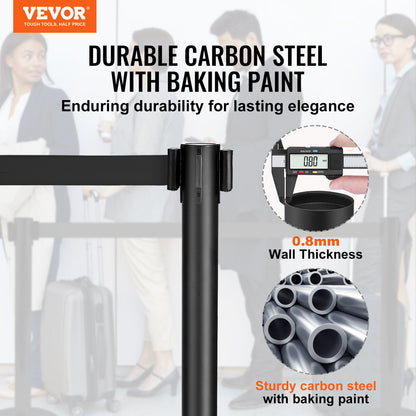 Crowd Control Stanchions, 2-Pack Crowd Control Barriers, Carbon Steel Baking Painted Stanchion Queue Post V952-ZGGLZHSTZX2J6KF5TV0