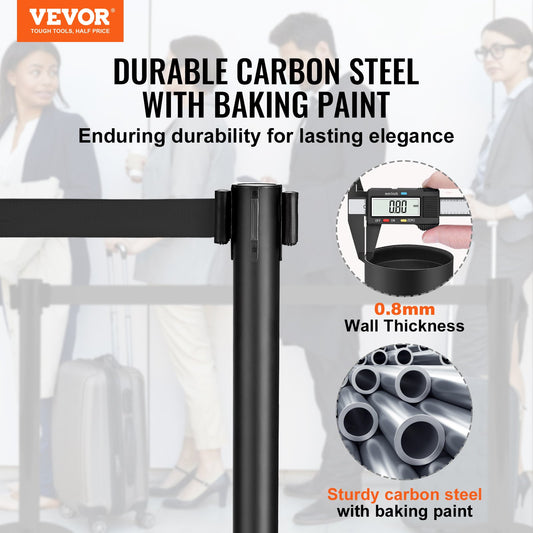 Crowd Control Stanchions, 2-Pack Crowd Control Barriers, Carbon Steel Baking Painted Stanchion Queue Post V952-ZGGLZHSTZX2J6KF5TV0