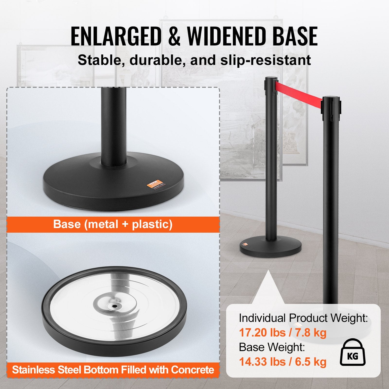 Crowd Control Stanchions, 2-Pack Crowd Control Barriers, Carbon Steel Baking Painted Stanchion Queue Post V952-ZGGLZHSTZX2J6KF5TV0