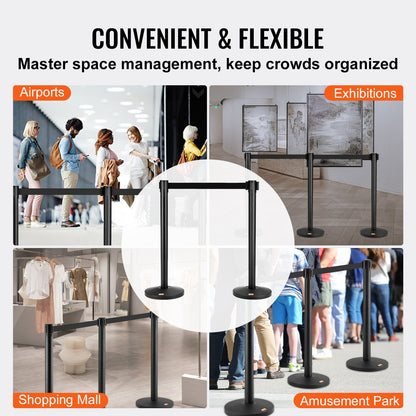 Crowd Control Stanchions, 2-Pack Crowd Control Barriers, Carbon Steel Baking Painted Stanchion Queue Post V952-ZGGLZHSTZX2J6KF5TV0
