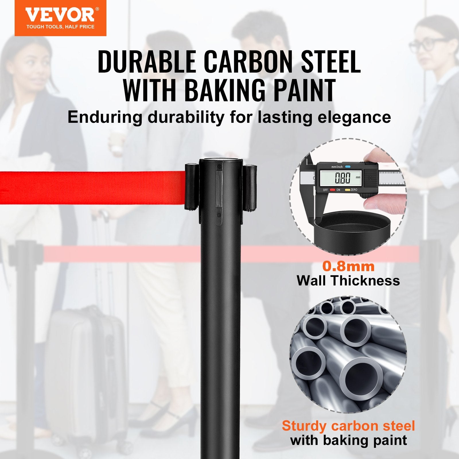 Crowd Control Stanchions, 2-Pack Crowd Control Barriers, Carbon Steel Baking Painted Stanchion Queue Post V952-ZGGLZHSTZX2JQGN8RV0