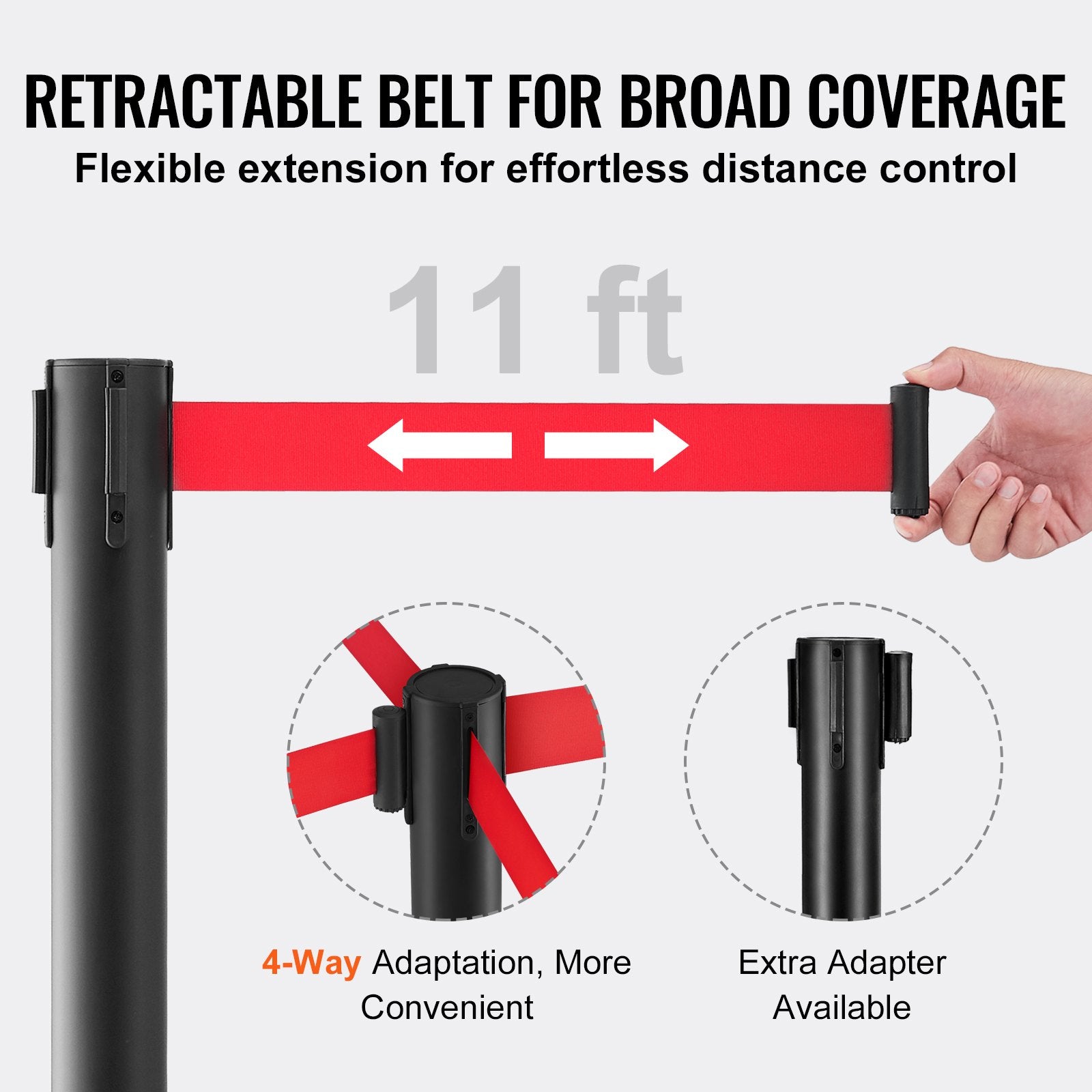 Crowd Control Stanchions, 2-Pack Crowd Control Barriers, Carbon Steel Baking Painted Stanchion Queue Post V952-ZGGLZHSTZX2JQGN8RV0