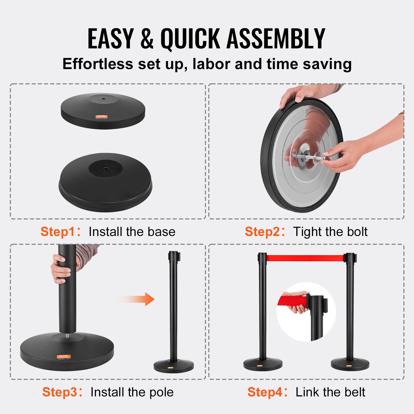 Crowd Control Stanchions, 2-Pack Crowd Control Barriers, Carbon Steel Baking Painted Stanchion Queue Post V952-ZGGLZHSTZX2JQGN8RV0
