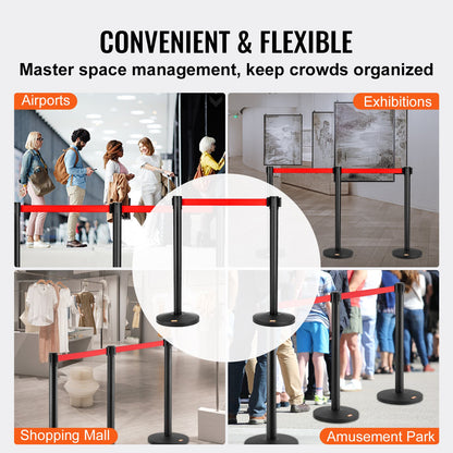 Crowd Control Stanchions, 2-Pack Crowd Control Barriers, Carbon Steel Baking Painted Stanchion Queue Post V952-ZGGLZHSTZX2JQGN8RV0