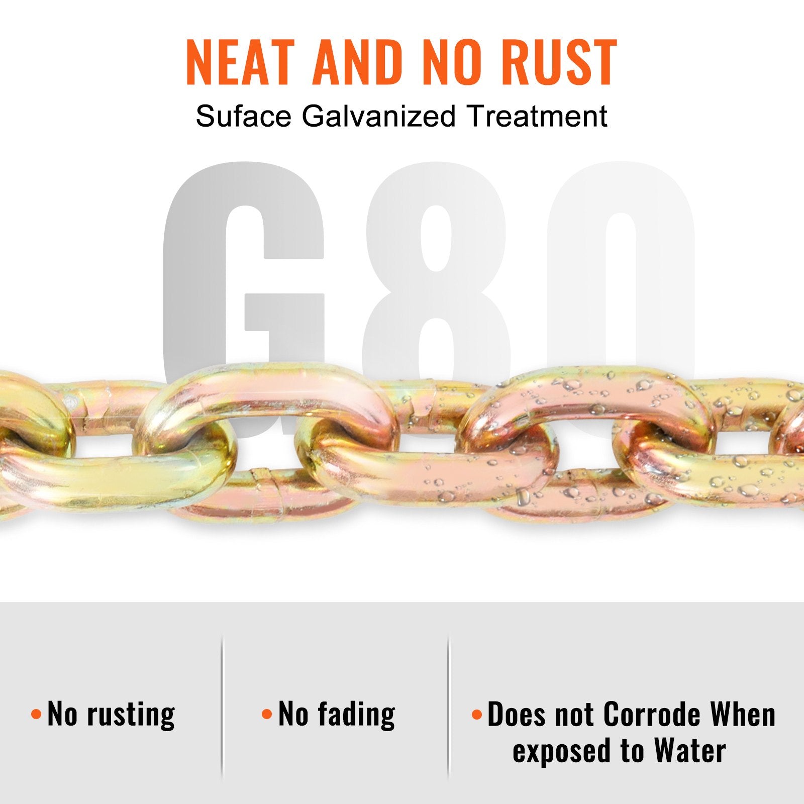 Transport Binder Chain, 220 kg Working Load Limit, 3/8'' x 20' G80 Tow Chain Tie Down with Grab Hooks, DOT V952-ZGTLJZMGDXZYJ7KNJV0