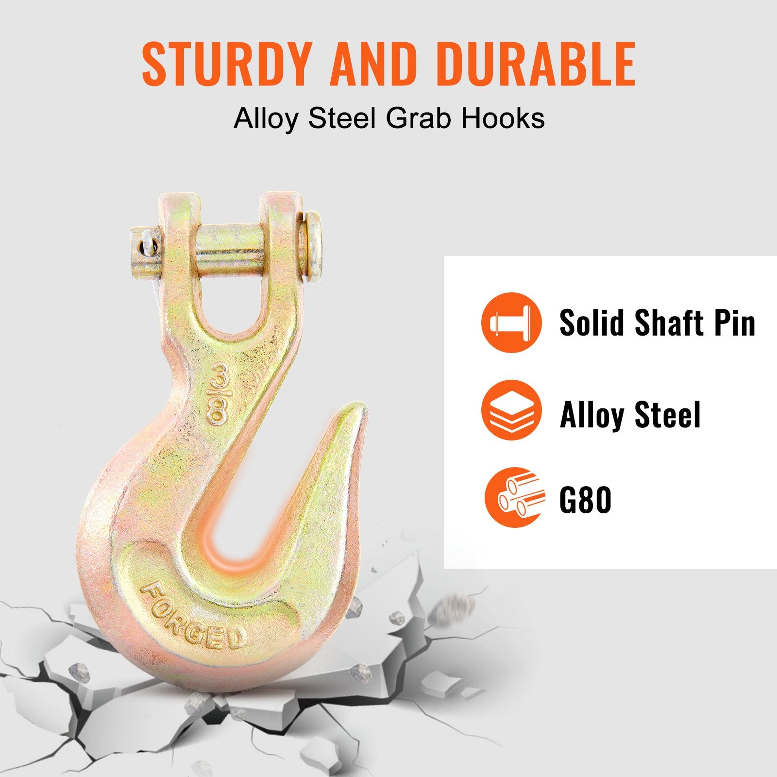 Transport Binder Chain, 220 kg Working Load Limit, 3/8'' x 20' G80 Tow Chain Tie Down with Grab Hooks, DOT V952-ZGTLJZMGDXZYJ7KNJV0