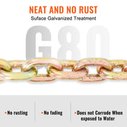 Transport Binder Chain, 3220 kg Working Load Limit, 3/8''x20' G80 Tow Chain Tie Down with Grab Hooks, DOT V952-ZGTLJZMGDXZYJG017V0