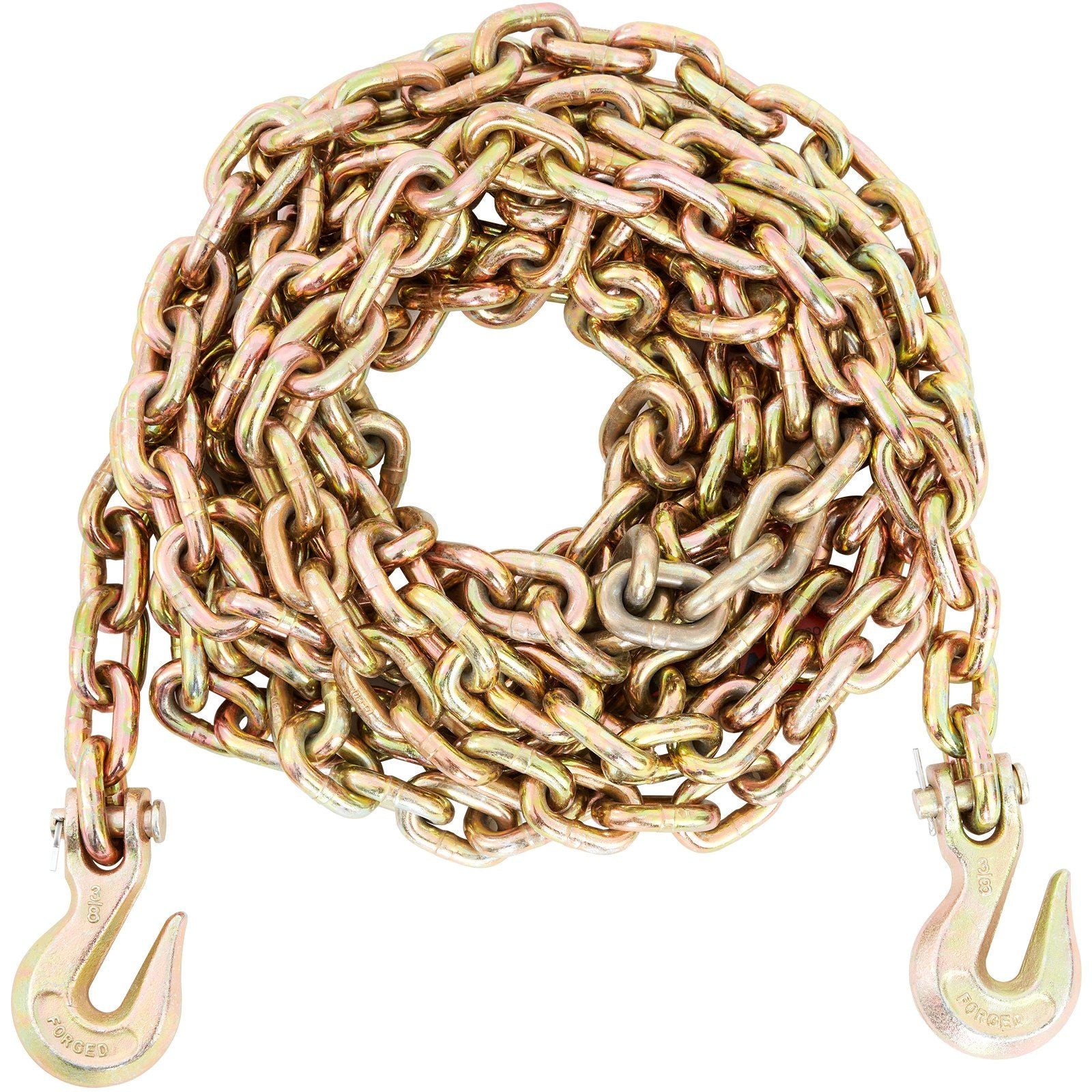 Transport Binder Chain, 3220 kg Working Load Limit, 3/8''x20' G80 Tow Chain Tie Down with Grab Hooks, DOT V952-ZGTLJZMGDXZYJG017V0
