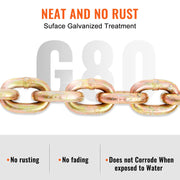 Transport Binder Chain, 2222 kg Working Load Limit, 5/16''x20' G80 Tow Chain Tie Down with Grab Hooks, DOT V952-ZGTLJZMGDXZYJQB0WV0