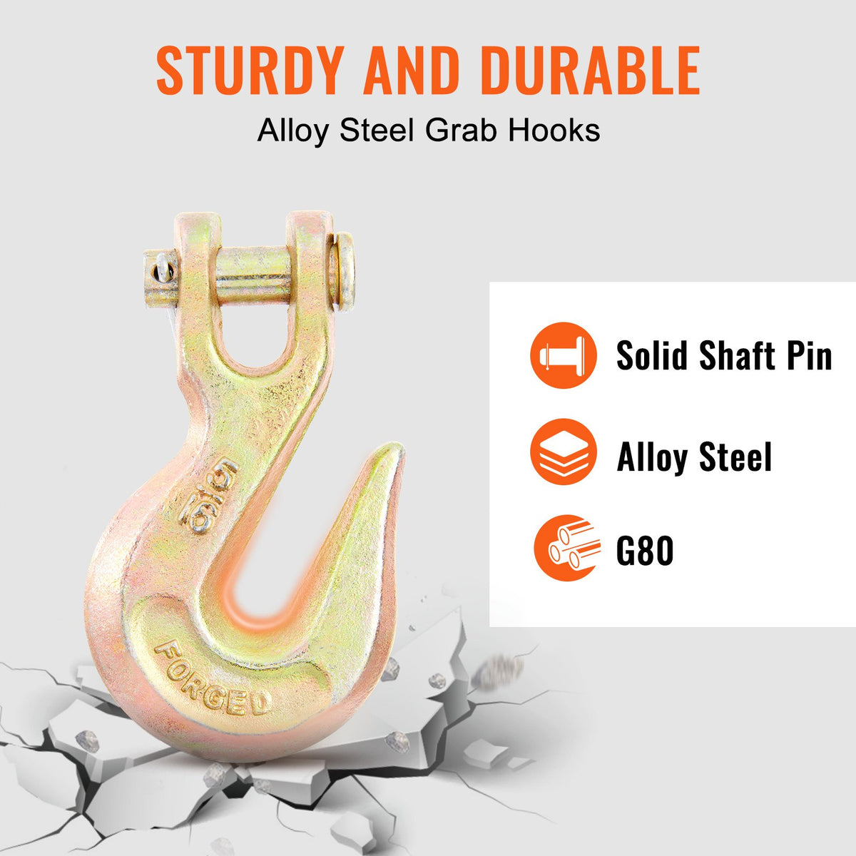 Transport Binder Chain, 2222 kg Working Load Limit, G80 Tow Chain Tie Down with Grab Hooks, DOT Certified, V952-ZGTLJZMGDXZYJUZEDV0