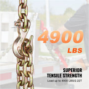 G80 Transport Binder Chain, 8 mm x 316 cm 2-Pack Tow Chain with Clevis Grab Hooks, 2.22T Safe Working Load, V952-ZGTLSGMGDX2JYBW2AV0