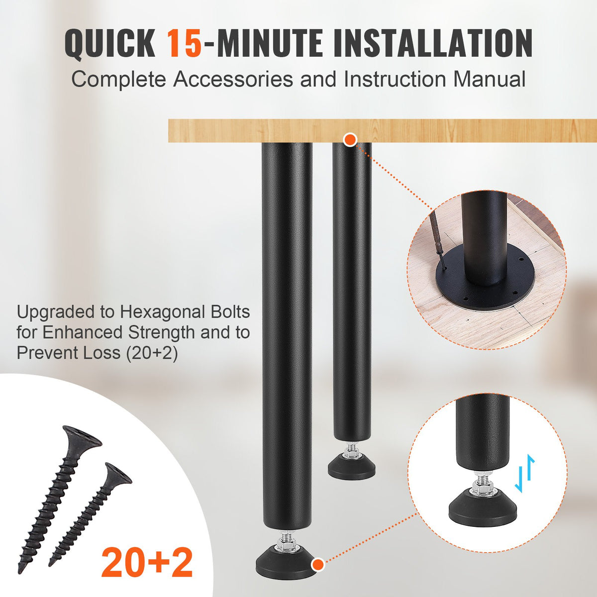 406.4MM Adjustable Desk Legs, Reinforced Steel Office Table Furniture legs Set of 4 for DIY, 1200 lbs Load V952-ZGZT2YC16INCQVIUPV0