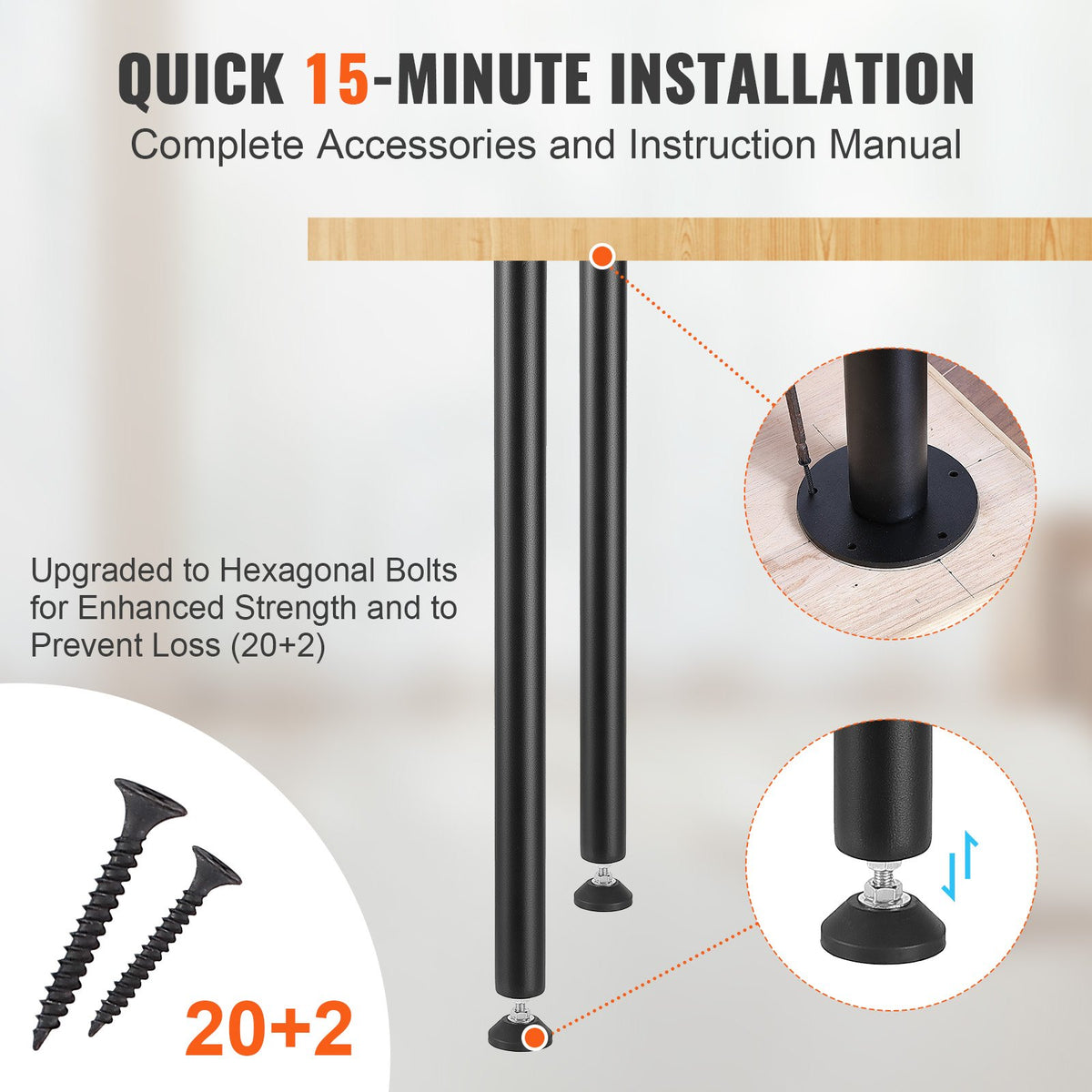 711.2MM Adjustable Desk Legs, Reinforced Steel Office Table Furniture legs Set of 4 for DIY, 544.3KG Load V952-ZGZT2YC28YC0FIEAYV0