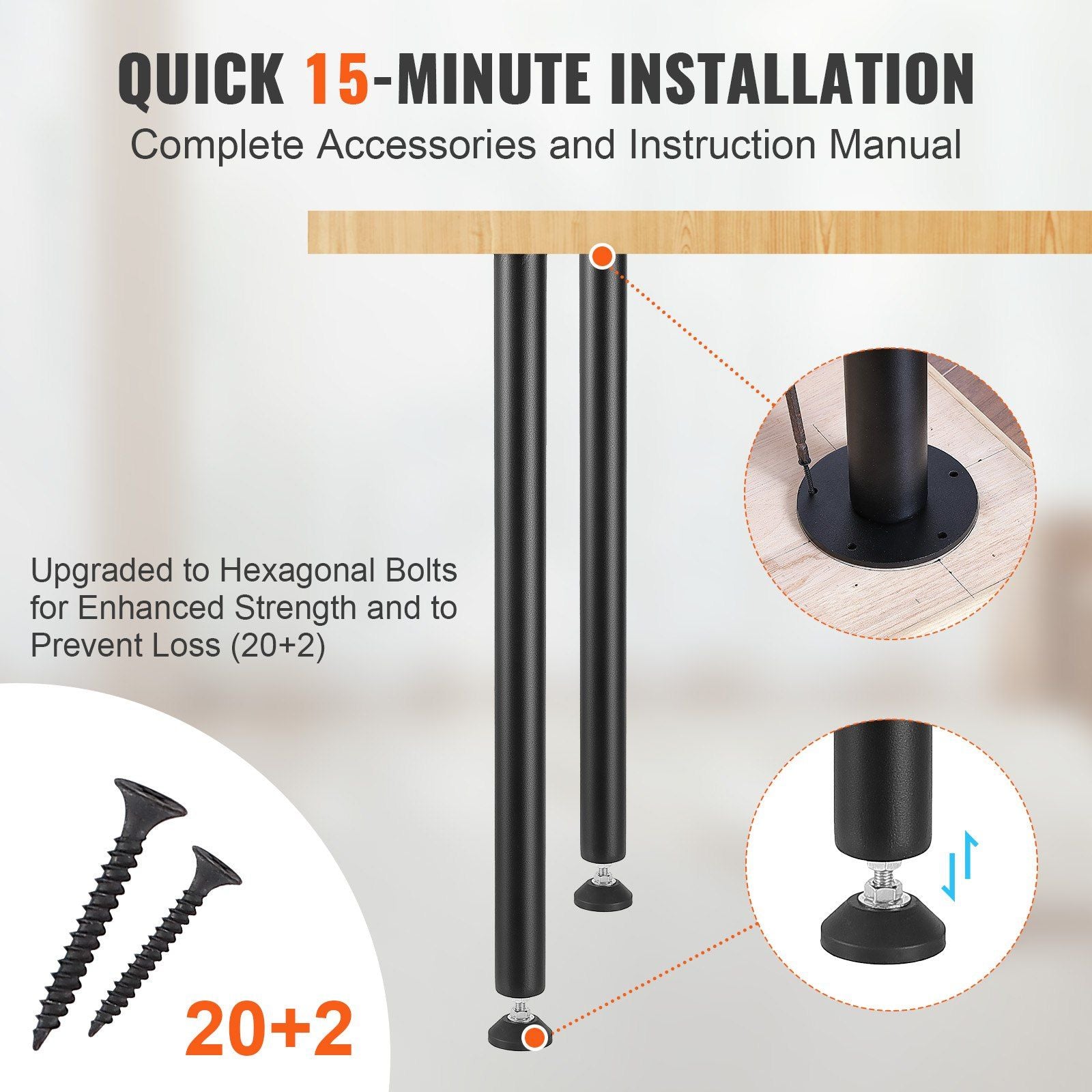 762MM Adjustable Desk Legs, Reinforced Steel Office Table Furniture legs Set of 4 for DIY, 544.3KG Load V952-ZGZT2YC30YC0ZVHG9V0