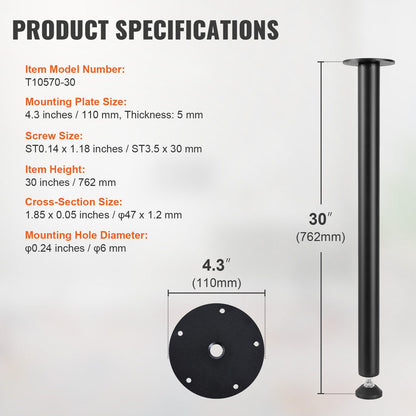 762MM Adjustable Desk Legs, Reinforced Steel Office Table Furniture legs Set of 4 for DIY, 544.3KG Load V952-ZGZT2YC30YC0ZVHG9V0