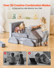 Modular Kids Play Couch, Sectional Toddler Sofa with Armrests, 28D Sponge & Short Pile, Convertible Kids V952-ZHETSF14JTHSOMUNU001V0