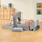 Modular Kids Play Couch, Sectional Toddler Sofa with Armrests, 28D Sponge & Short Pile, Convertible Kids V952-ZHETSF14JTHSOMUNU001V0