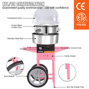 Commercial Cotton Candy Machine with Cart & Cover Sugar Floss Maker 1000W V952-ZHSKU00000000000018