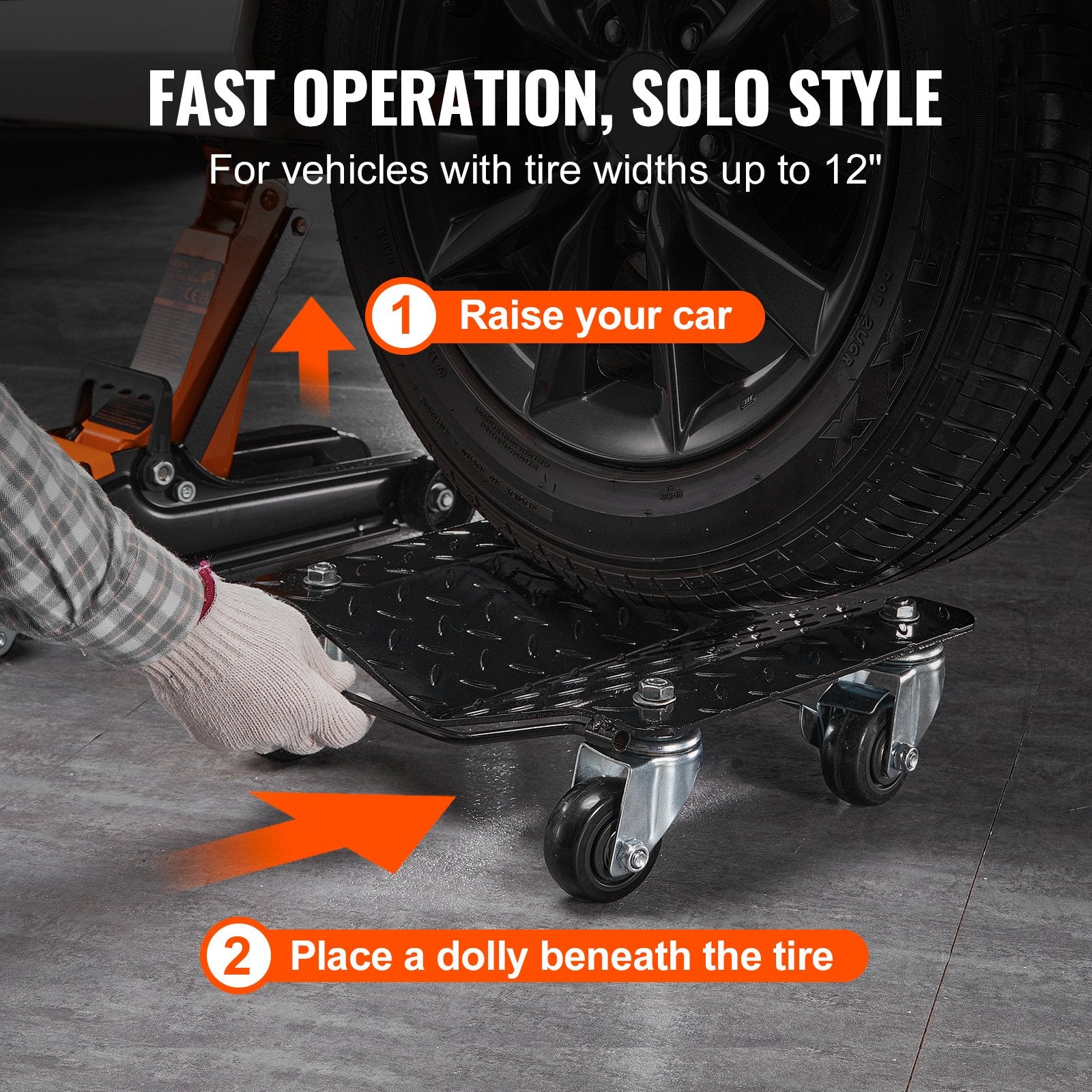 Car Dolly Wheel Tire Dolly 4 PCS Heavy Duty Skate Auto Repair Dolly 6000LB V952-ZHSKU00000000000021