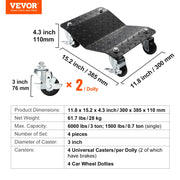 Car Dolly Wheel Tire Dolly 4 PCS Heavy Duty Skate Auto Repair Dolly 6000LB V952-ZHSKU00000000000021