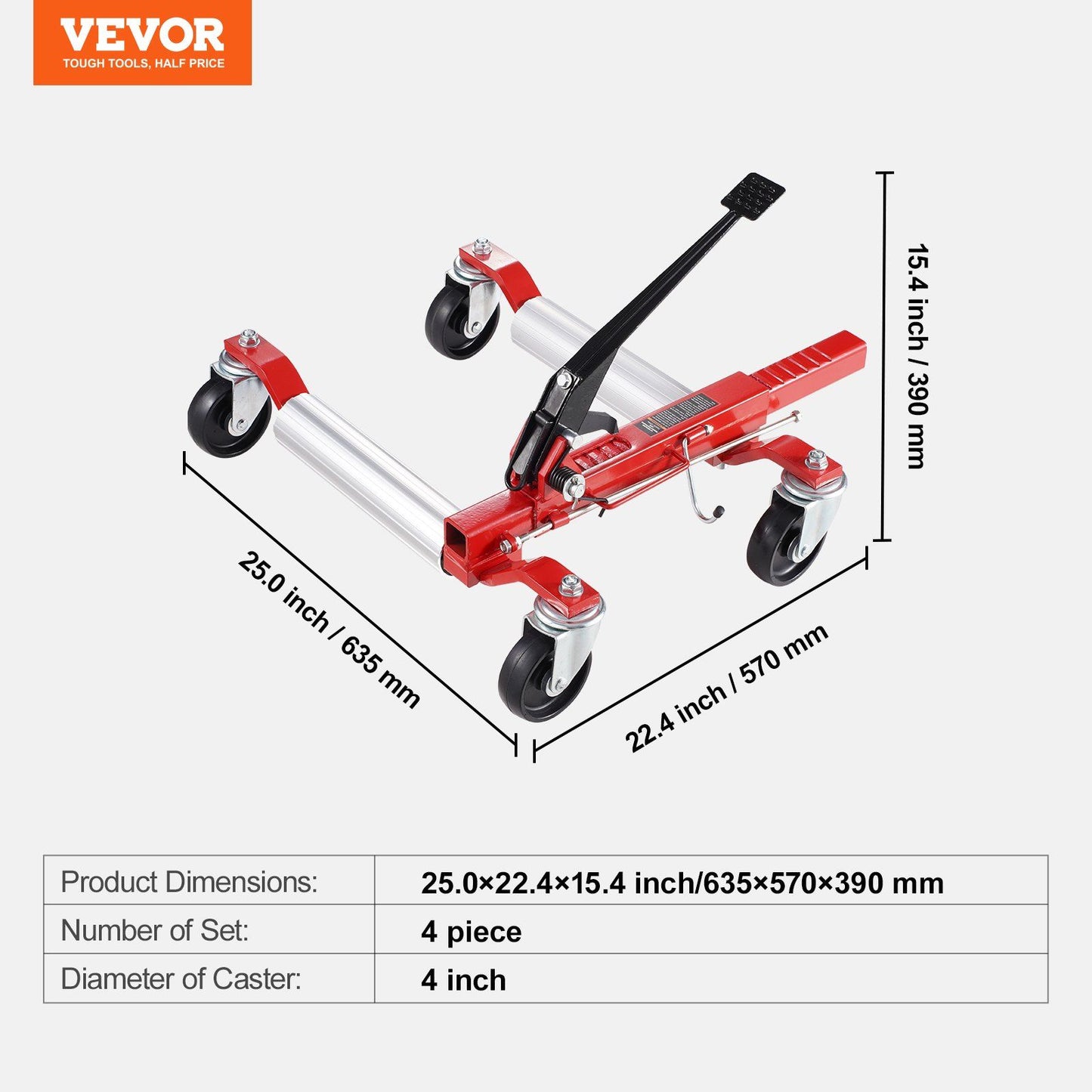 Wheel Dolly, Max Capacity 1500 Lbs Car Dolly, Car Jack Dolly Lifter with 360 degrees Rotatable Wheels, Heavy V952-ZHSKU00000000000101