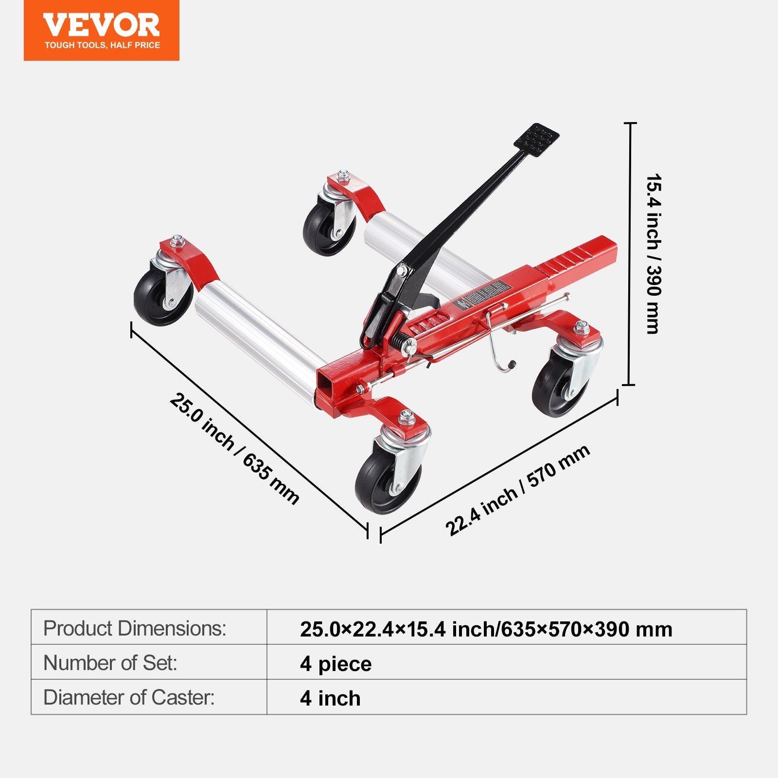 Wheel Dolly, Max Capacity 1500 Lbs Car Dolly, Car Jack Dolly Lifter with 360 degrees Rotatable Wheels, Heavy V952-ZHSKU00000000000101