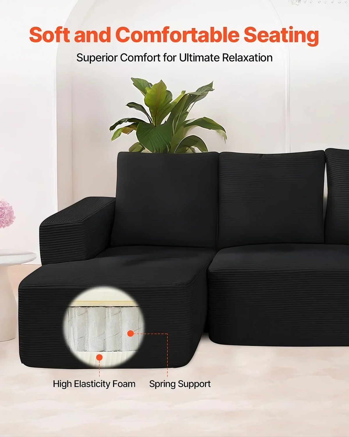 Modular Sectional Sofa, L Shaped Modular Sofa with Chaise, Cloud Sectional Couch with High Rebound Sponge and V952-ZHSSFLX1001039A6QV0