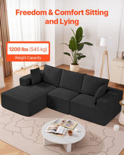 Modular Sectional Sofa, L Shaped Modular Sofa with Chaise, Cloud Sectional Couch with High Rebound Sponge and V952-ZHSSFLX1001039A6QV0