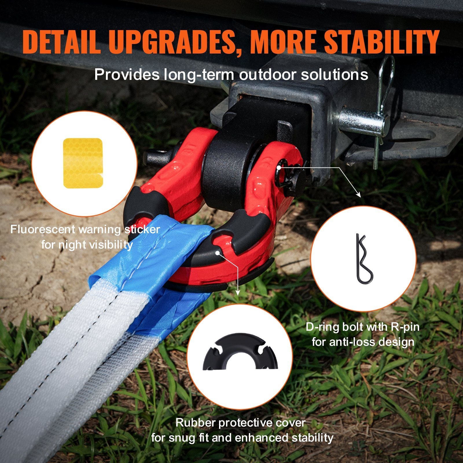 Shackle Hitch Receiver, Fits 50 mm Receivers, 29.9 Tons Breaking Strength, D Ring Shackle with Trailer Hitch V952-ZJHJG2IN4500X3JI8V0