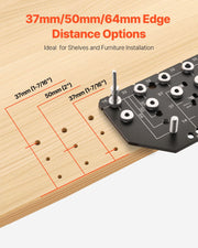 Shelf Pin Jig and Hinge Jig Two-in-One, Aluminum Alloy Cabinet Hardware Hole Drilling Template with 6.4 and V952-ZJJGBXZKJJ006012Y001V0