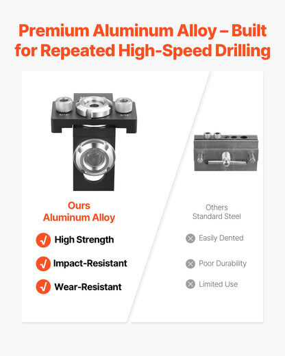 Doweling Jig Kit, Self Centering Dowel Drill Jig for Straight Holes, Aluminum Alloy Woodworking Joints Tool V952-ZJJJJXZKJJ00ELCE6001V0
