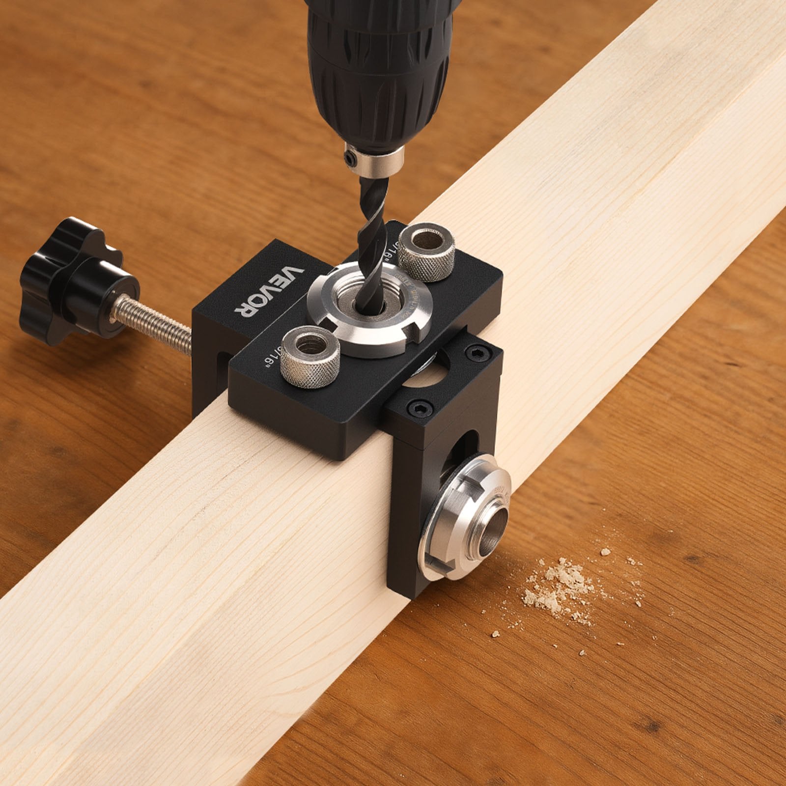 Doweling Jig Kit, Self Centering Dowel Drill Jig for Straight Holes, Aluminum Alloy Woodworking Joints Tool V952-ZJJJJXZKJJ00ELCE6001V0