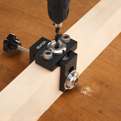 Doweling Jig Kit, Self Centering Dowel Drill Jig for Straight Holes, Aluminum Alloy Woodworking Joints Tool V952-ZJJJJXZKJJ00ELCE6001V0
