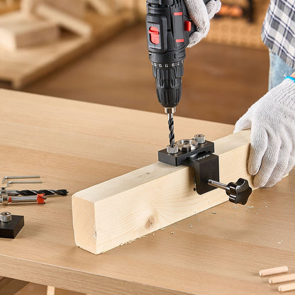 Doweling Jig Kit, Self Centering Dowel Drill Jig for Straight Holes, Aluminum Alloy Woodworking Joints Tool V952-ZJJJJXZKJJ00ELCE6001V0