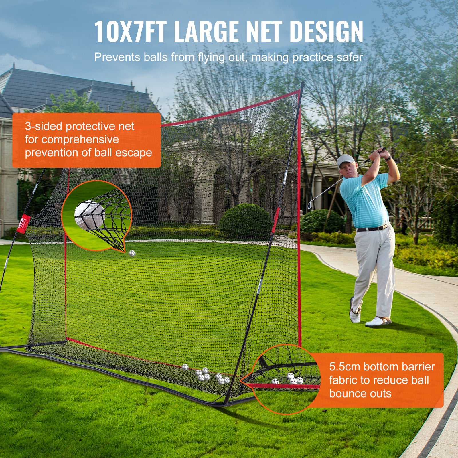 Golf Practice Hitting Net, Huge 10.8x7ft Golf Net, Personal Driving Range for Indoor Outdoor Use, Portable V952-ZJK10X7YCDW0FFLLXV0