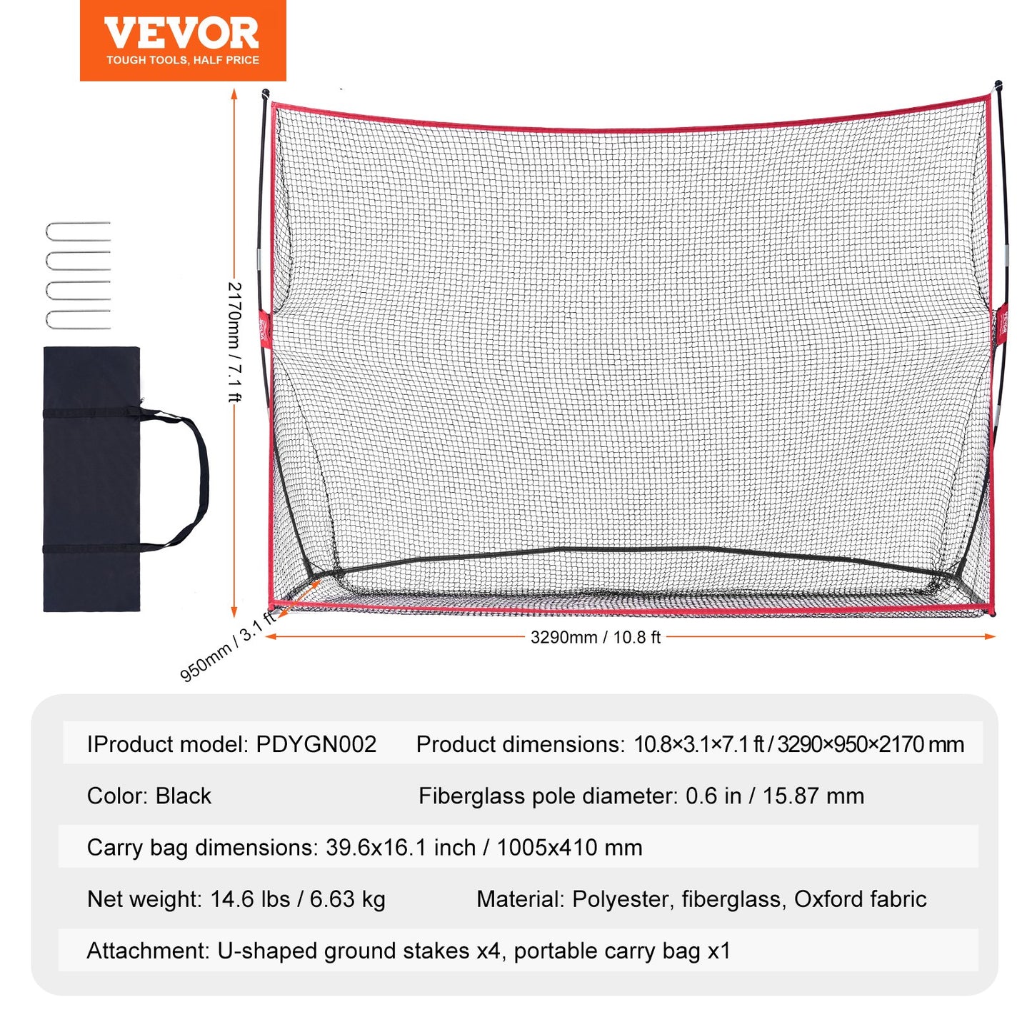 Golf Practice Hitting Net, Huge 10.8x7ft Golf Net, Personal Driving Range for Indoor Outdoor Use, Portable V952-ZJK10X7YCDW0FFLLXV0