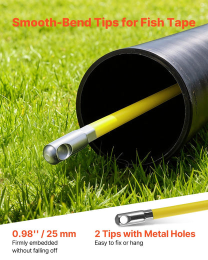 Fish Tape Fiberglass, 152M 6.3MM, Duct Rodder Fishtape Wire Puller with Stand, Cable Running Rod with Locking V952-ZJKYDBLXW14IQ3YP7001V0