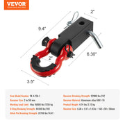 Shackle Hitch Receiver, Fits 50 mm Receivers, 24 Tons Breaking Strength, D Ring Shackle with Trailer Hitch V952-ZJLHJ2IN45007CI7LV0
