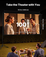 Projector Screen with Stand, 100 Inch 160 degrees Wide Angle Indoor Outdoor Projection Screen, 16:9 4K HD V952-ZJSTYPMEKLJZTWA9Y001V0