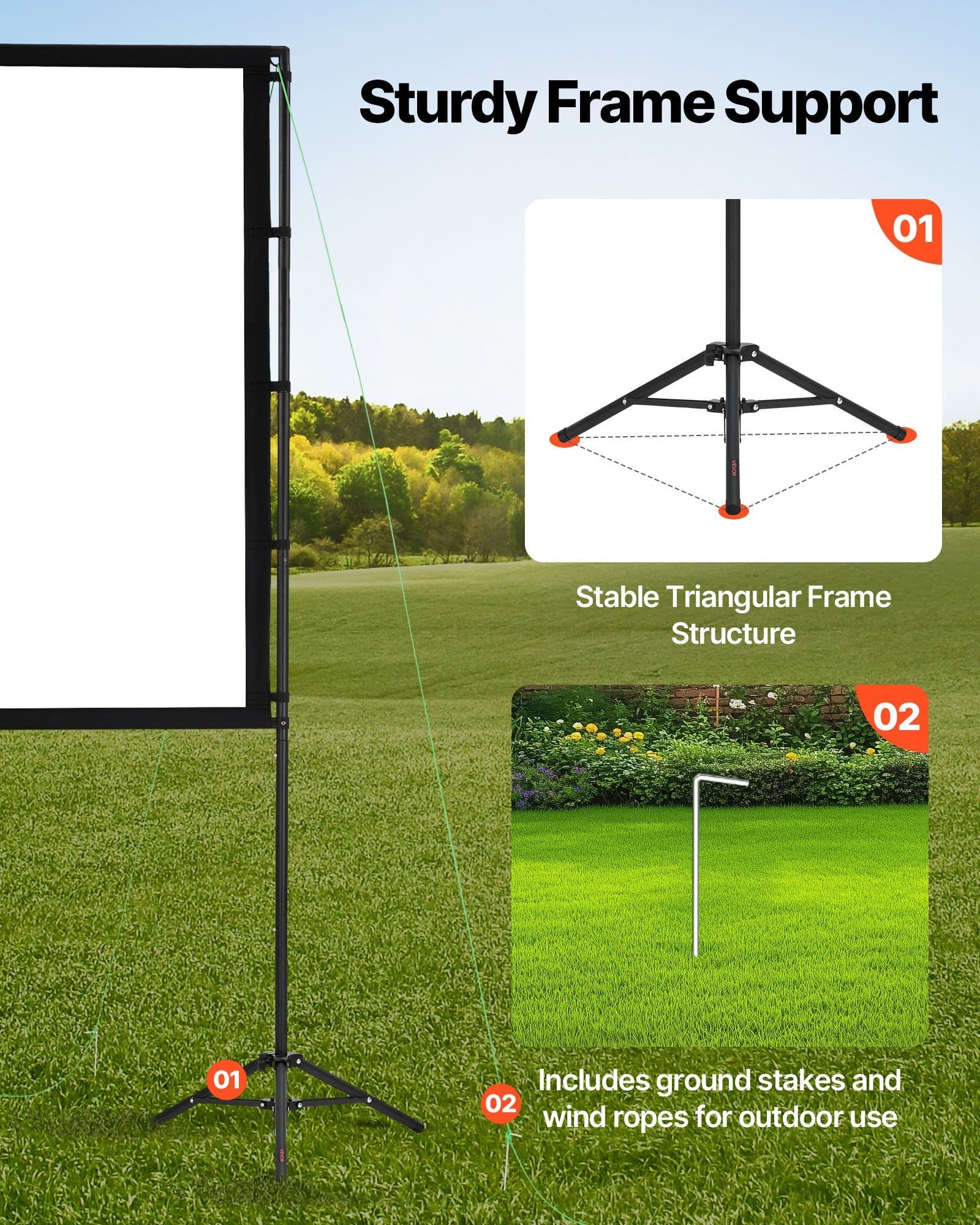Projector Screen with Stand, 100 Inch 160 degrees Wide Angle Indoor Outdoor Projection Screen, 16:9 4K HD V952-ZJSTYPMEKLJZTWA9Y001V0