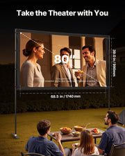 Projector Screen with Stand, 80 Inch 160 degrees Wide Angle Indoor Outdoor Projection Screen, 16:9 4K HD V952-ZJSTYPMEKPJZC0SR9001V0