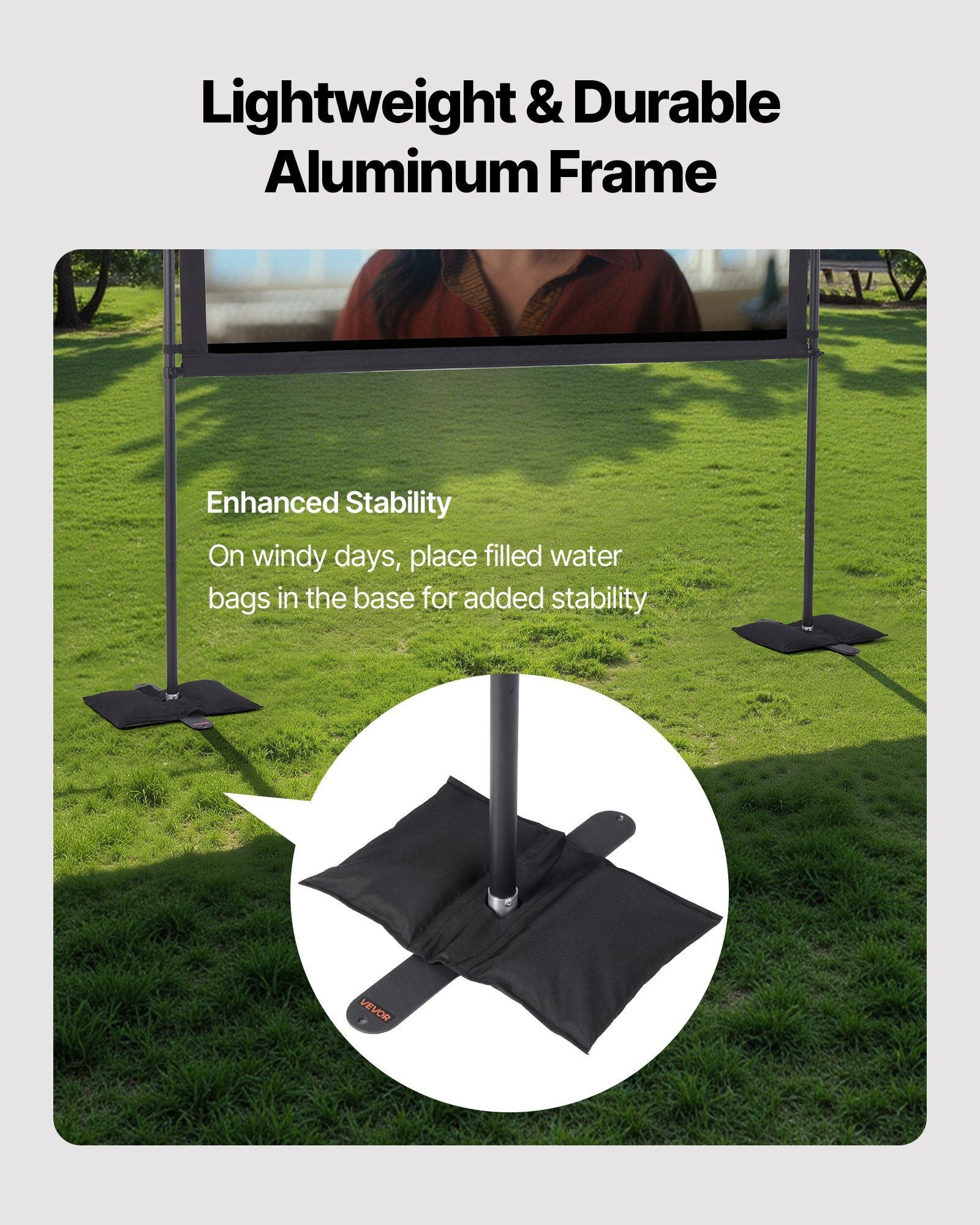 Projector Screen with Stand, 80 Inch 160 degrees Wide Angle Indoor Outdoor Projection Screen, 16:9 4K HD V952-ZJSTYPMEKPJZC0SR9001V0