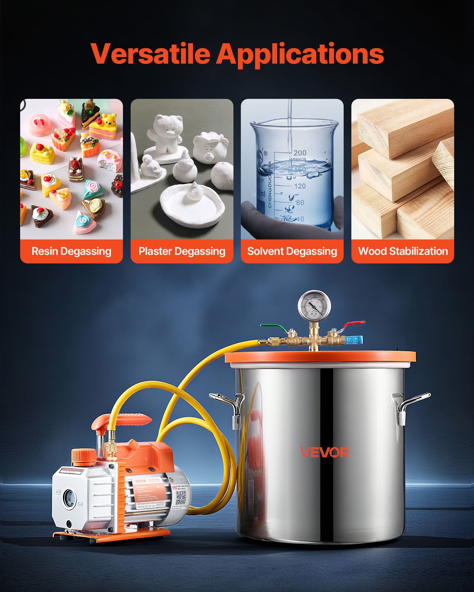 18.93 L Vacuum Chamber with Pump, 3.5 CFM 99 L/min, Single Stage Vacuum Pump, Stainless Steel Degassing V952-ZKBYZKTTZDJ1B45UM001V3