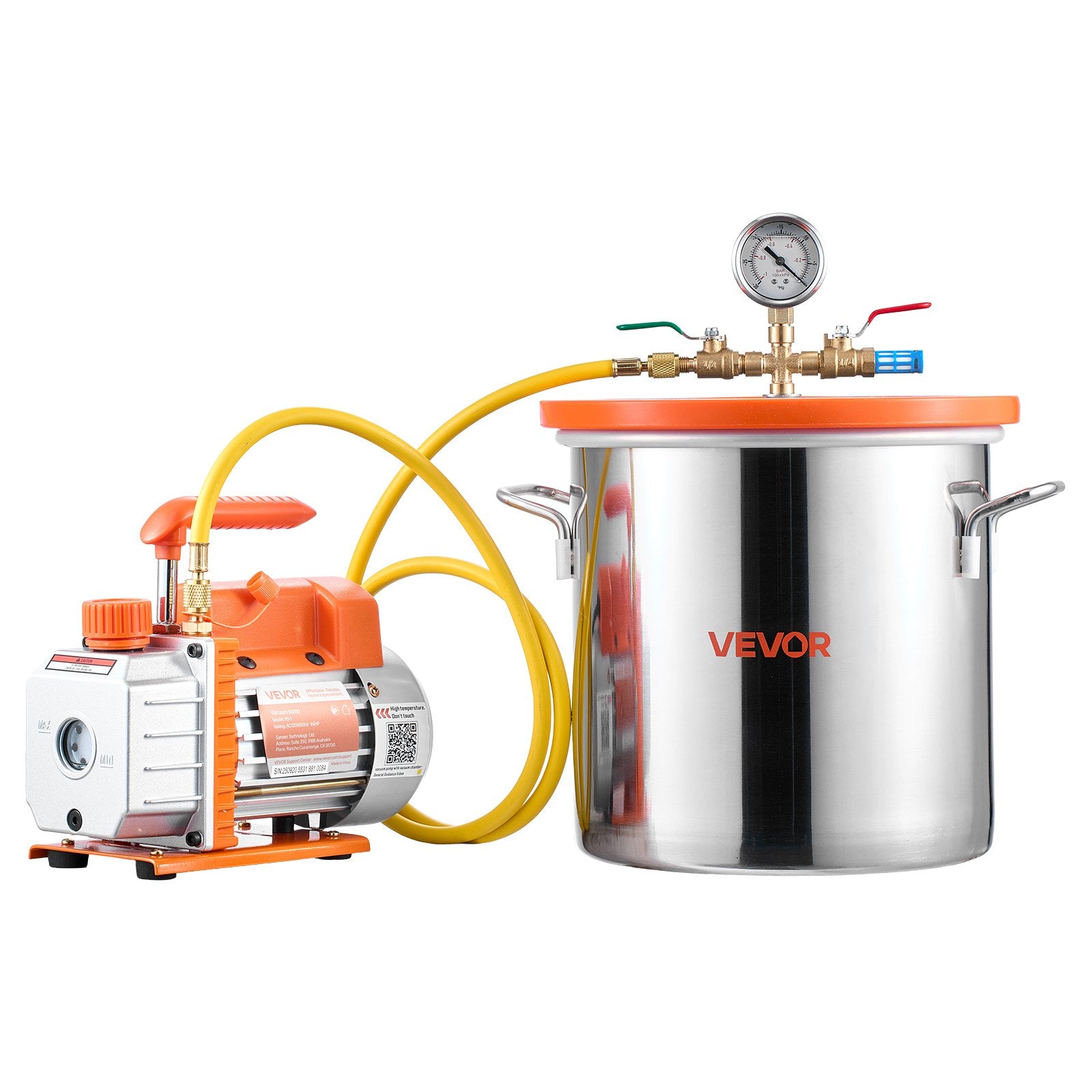 18.93 L Vacuum Chamber with Pump, 3.5 CFM 99 L/min, Single Stage Vacuum Pump, Stainless Steel Degassing V952-ZKBYZKTTZDJ1B45UM001V3