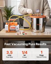11.36 L Vacuum Chamber with Pump, 3.5 CFM 99 L/min, Single Stage Vacuum Pump, Stainless Steel Degassing V952-ZKBYZKTTZDJ1C7IAJ001V3