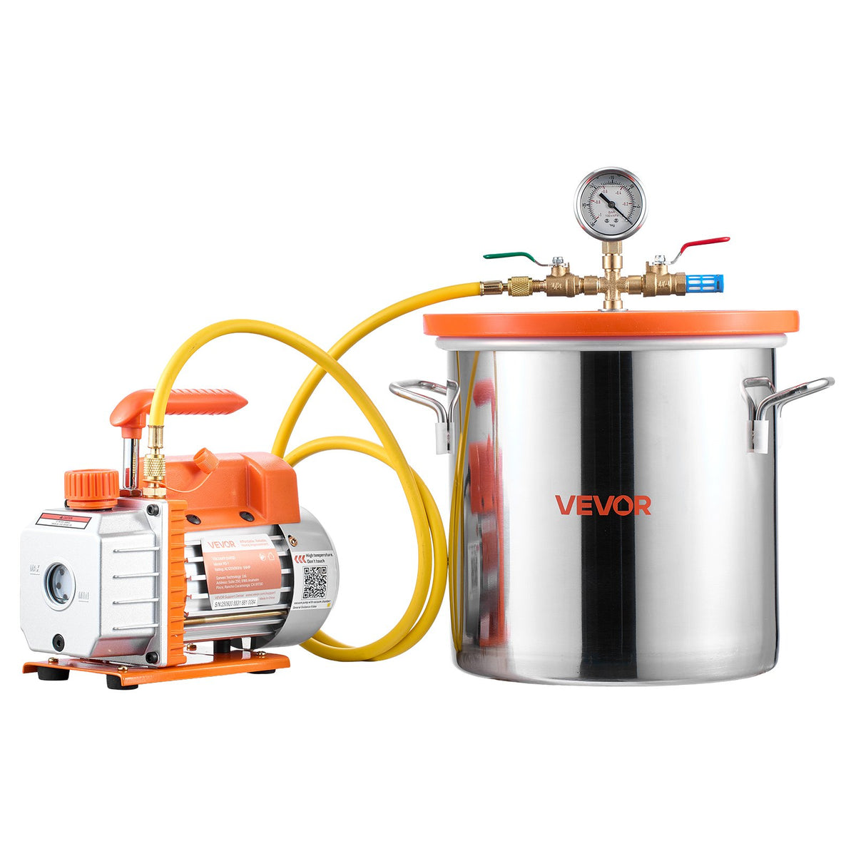 11.36 L Vacuum Chamber with Pump, 3.5 CFM 99 L/min, Single Stage Vacuum Pump, Stainless Steel Degassing V952-ZKBYZKTTZDJ1C7IAJ001V3