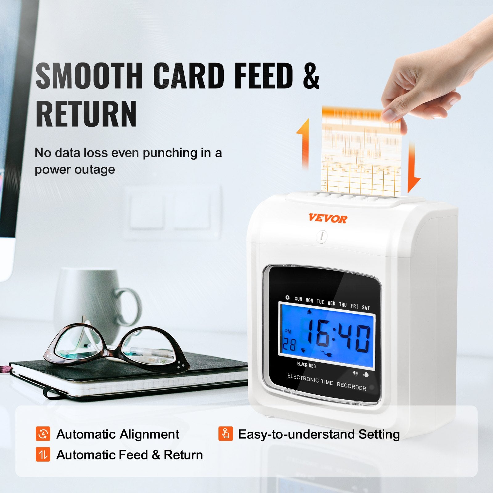 Punch Time Clock, Time Tracker Machine for Employees of Small Business, 6 Punches per Day, Time Clock Punch V952-ZKSDKZTZYJK3YNZNYV3