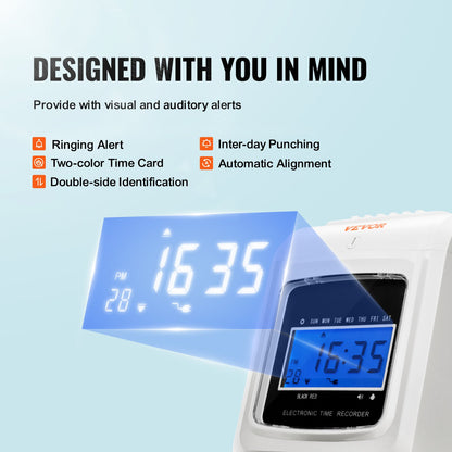 Punch Time Clock, Time Tracker Machine for Employees of Small Business, 6 Punches per Day, Time Clock Punch V952-ZKSDKZTZYJK3YNZNYV3