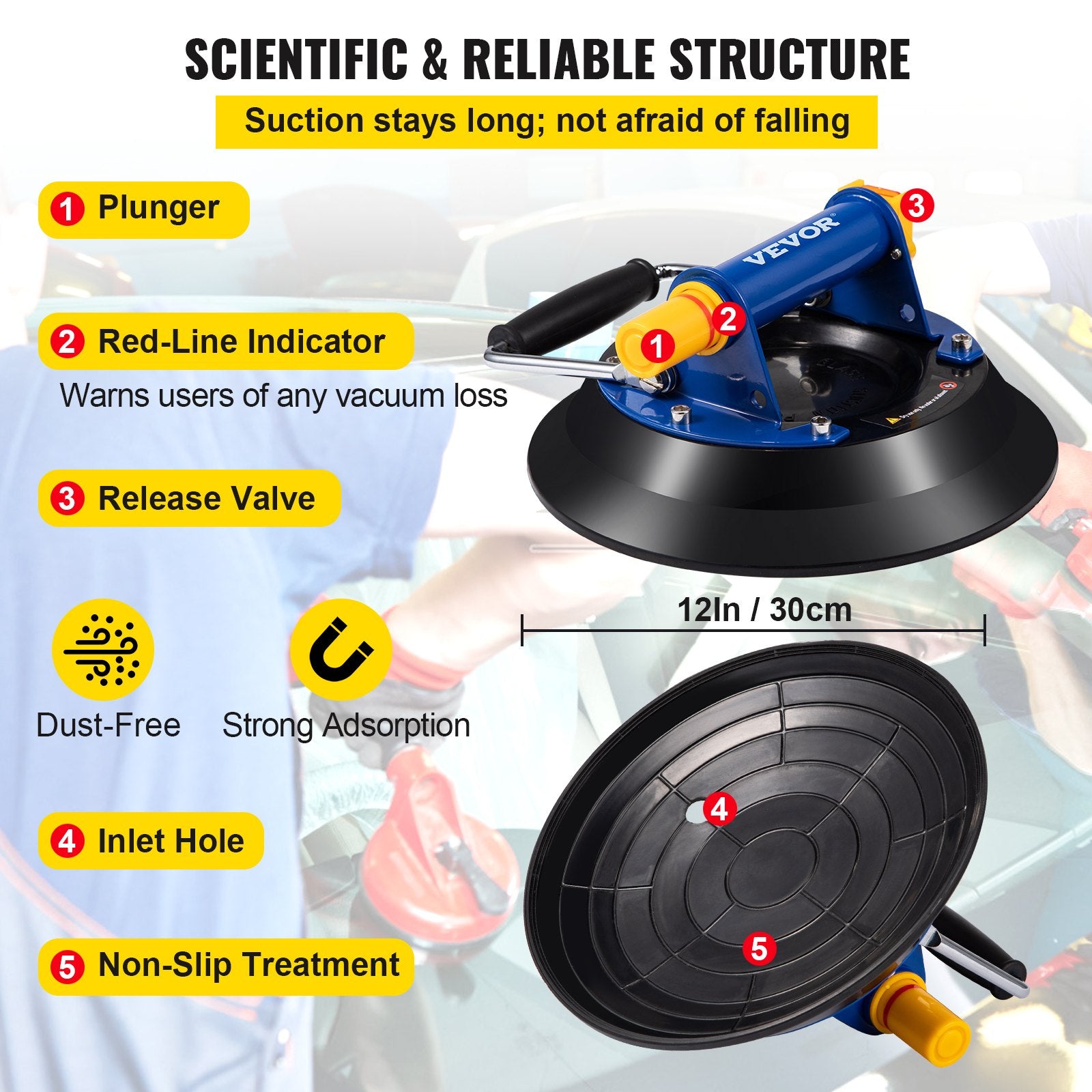 Glass Lifting Vacuum Suction Cup Glass Lifter Suction Cup 30.4 cm 150 kg V952-ZKXPYCJSSB1210RLVV0