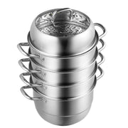 Dumpling Steamer Stainless Steel 5 Titer for for Cook Soup, Noodles, Fishes Work with Gas Electric Grill V952-ZL5CBXGZL30CM0001V0